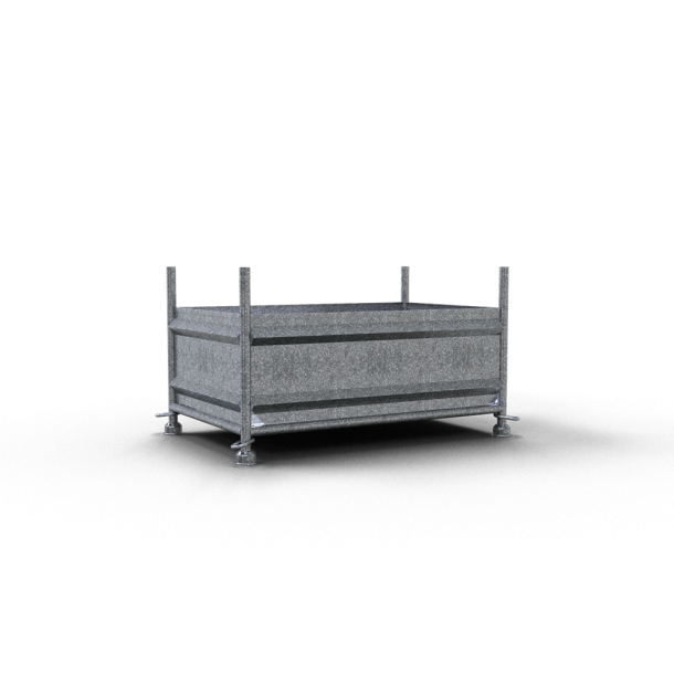 Stackable solid wall pallet | 1.43m x 0.87m x 0.50m | galvanized | with closed hook